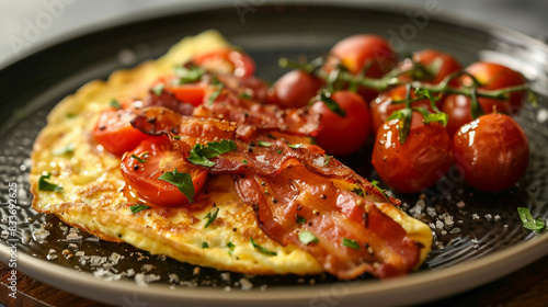 Wallpaper Mural eggs omlette with ham and tomato topping in a brunch restaurant Torontodigital.ca