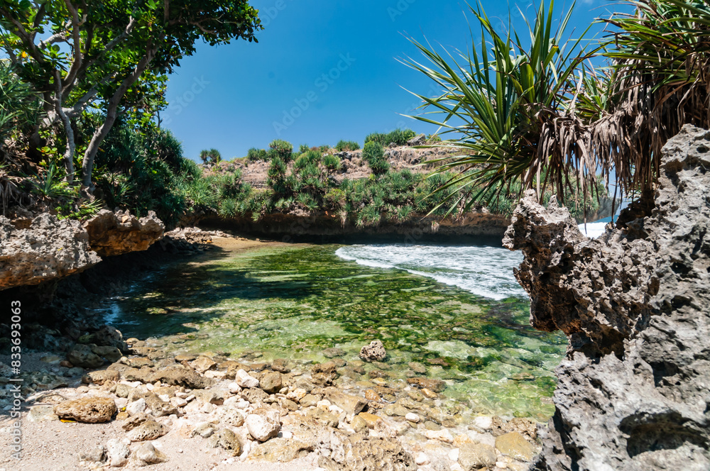 Beautiful view of dadap ayam Beach, Gunungkidul, Yogyakarta, Indonesia