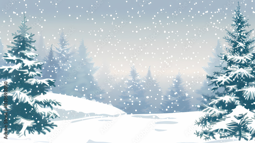 Winter landscape with white pine trees on snow vector image Winter landscape with white pine trees on snow vector image