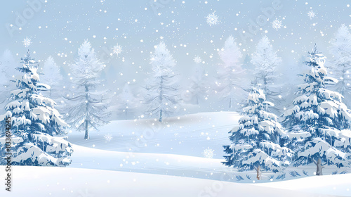 Wallpaper Mural Winter landscape with white pine trees on snow vector image Torontodigital.ca