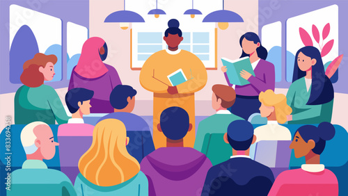 With every testimony shared the room is filled with a sense of community and support reminding everyone that they are not alone in their struggles.. Vector illustration