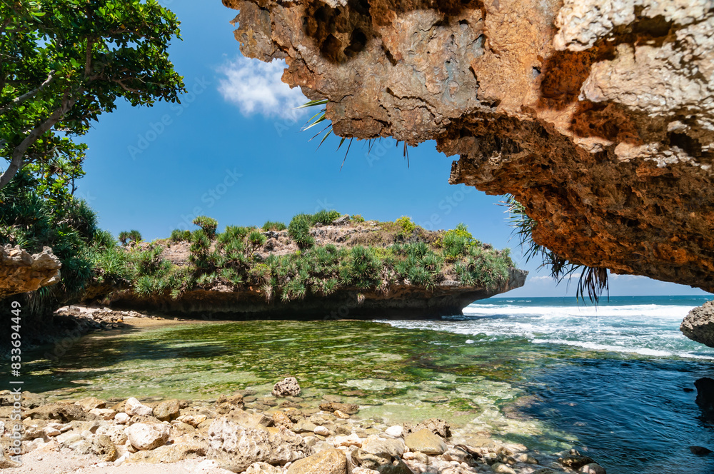 Beautiful view of dadap ayam Beach, Gunungkidul, Yogyakarta, Indonesia
