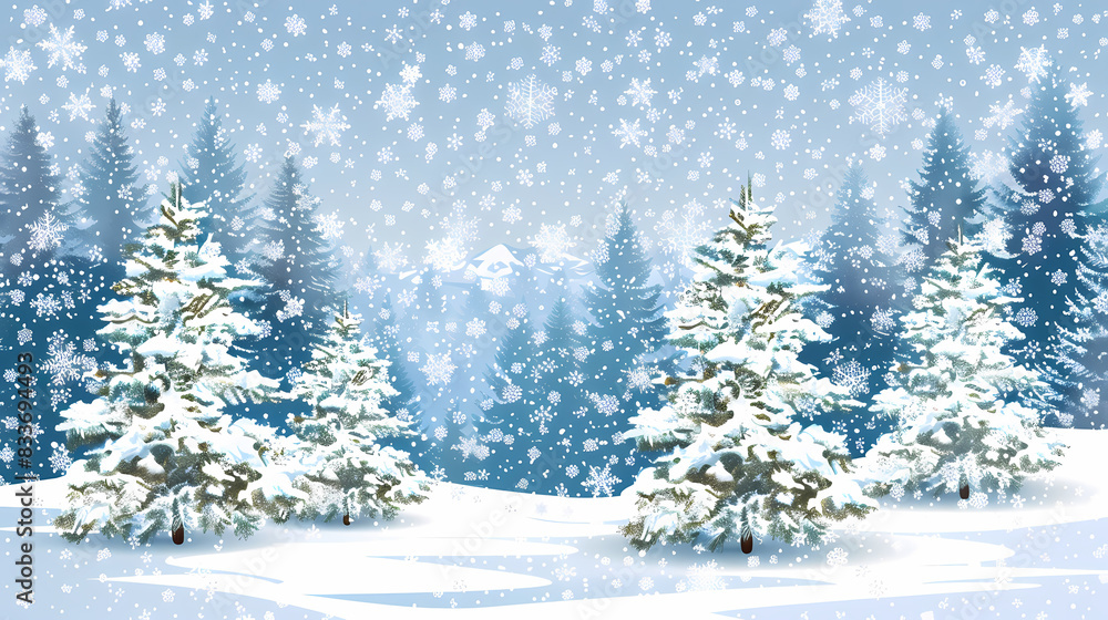 Winter landscape with white pine trees on snow vector image Winter landscape with white pine trees on snow vector image