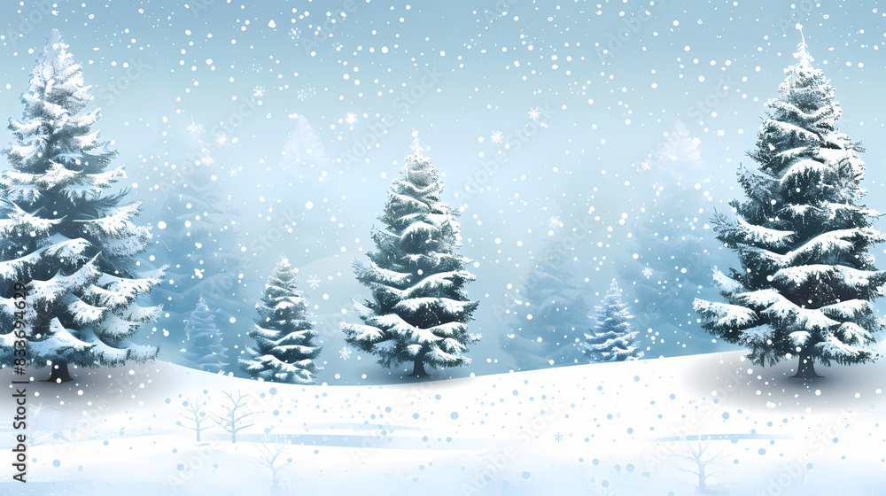 Winter landscape with white pine trees on snow vector image Winter landscape with white pine trees on snow vector image