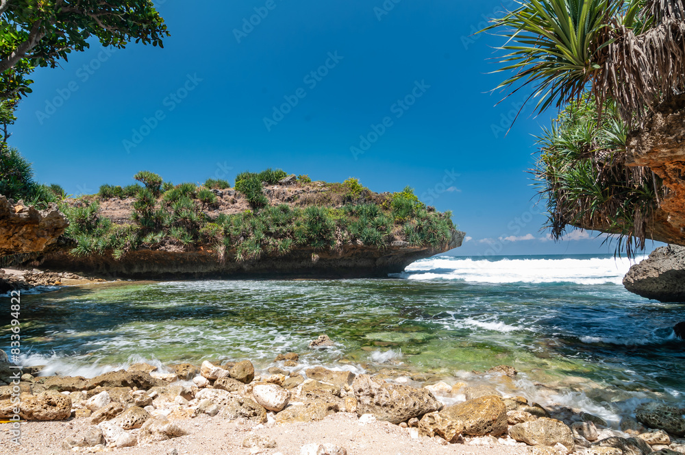 Beautiful view of dadap ayam Beach, Gunungkidul, Yogyakarta, Indonesia