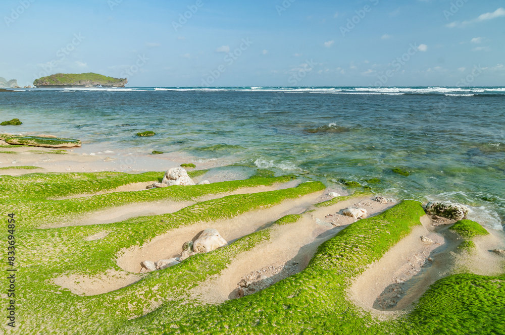 the beauty of krakal beach in jogjakarta during the day