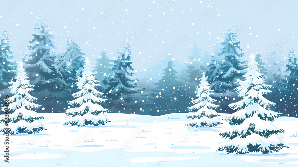 Winter landscape with white pine trees on snow vector image Winter landscape with white pine trees on snow vector image
