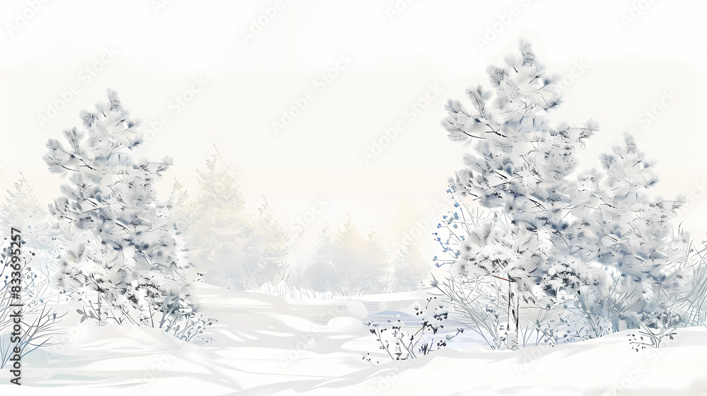 Winter landscape with white pine trees on snow vector image Winter landscape with white pine trees on snow vector image