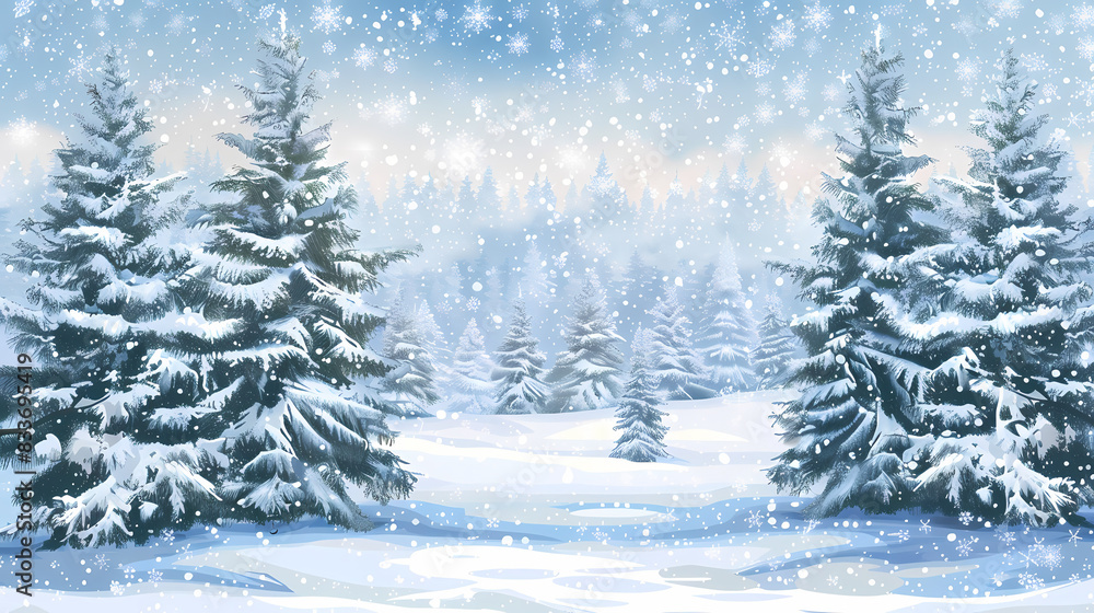 Winter landscape with white pine trees on snow vector image Winter landscape with white pine trees on snow vector image