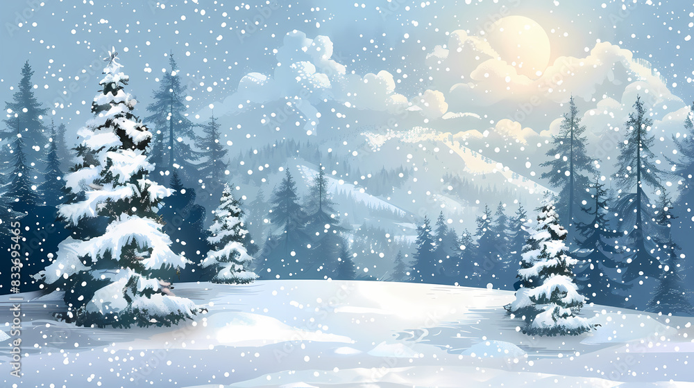 Winter landscape with white pine trees on snow vector image Winter landscape with white pine trees on snow vector image