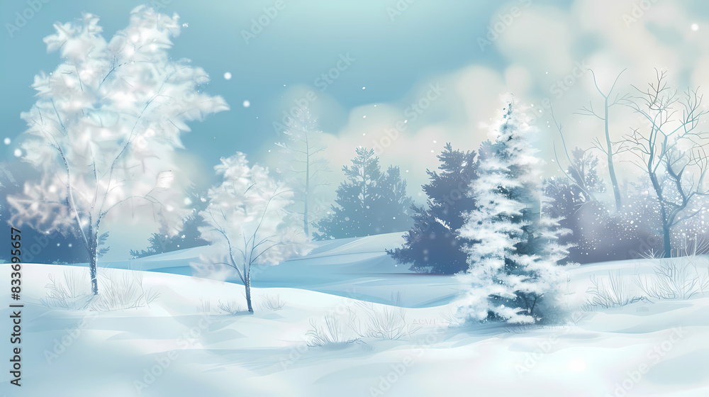 Winter landscape with white pine trees on snow vector image Winter landscape with white pine trees on snow vector image
