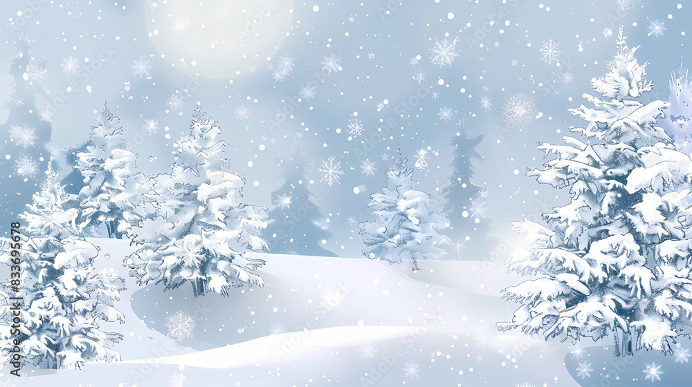Winter landscape with white pine trees on snow vector image Winter landscape with white pine trees on snow vector image