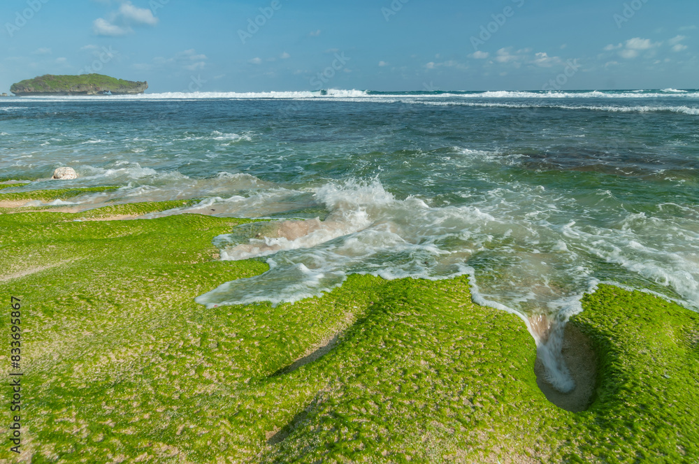 the beauty of krakal beach in jogjakarta during the day