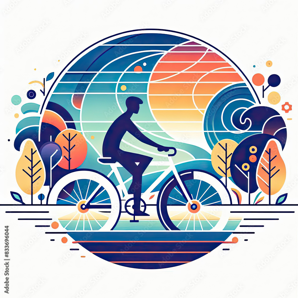 Fototapeta premium World Bicycle day with art illustration style