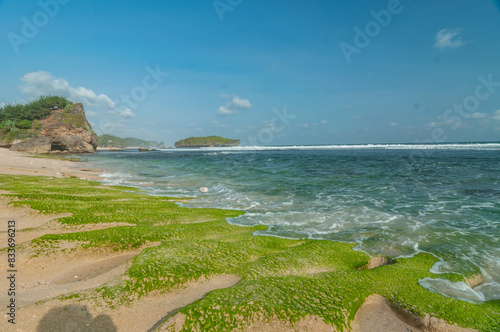 the beauty of krakal beach in jogjakarta during the day