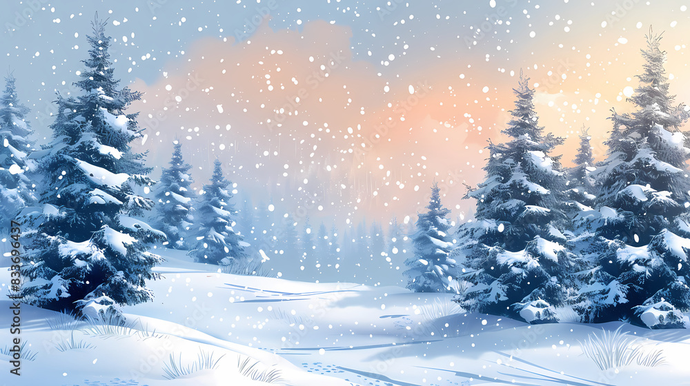 Winter landscape with white pine trees on snow vector image Winter landscape with white pine trees on snow vector image