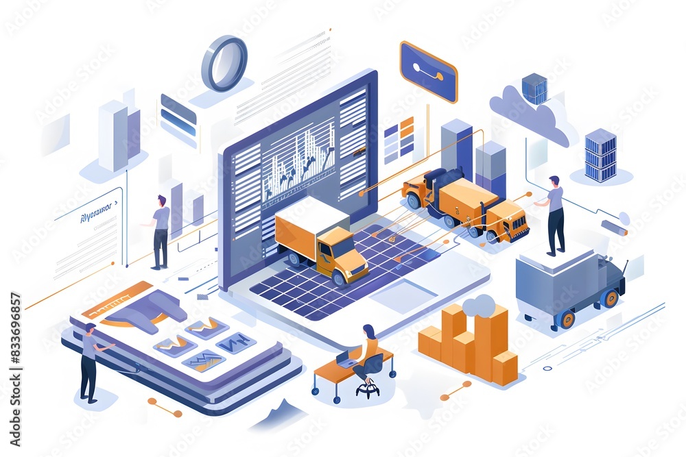 Obraz premium Illustration of Leveraging big data and analytics to enhance supply chain efficiency and resilience. Ai Generate.