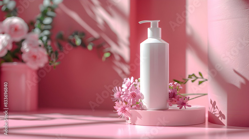 Beauty Ambassador Showcases Mockup Body Lotion for Moisturizing and Soothing Properties in Skincare and Body Care Ad. Perfect for Photo Stock Concept