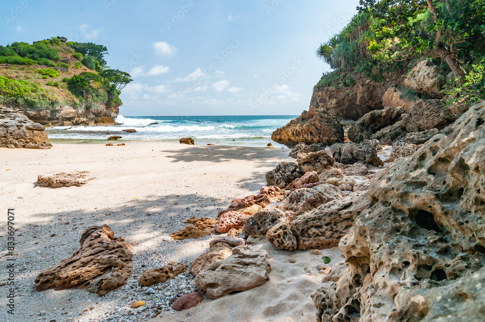 Beautiful view of ngetun beach Beach, Gunungkidul, Yogyakarta, Indonesia