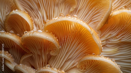 Abstract Mushroom Patterns, Close-up images of mushrooms creating natural abstract patterns