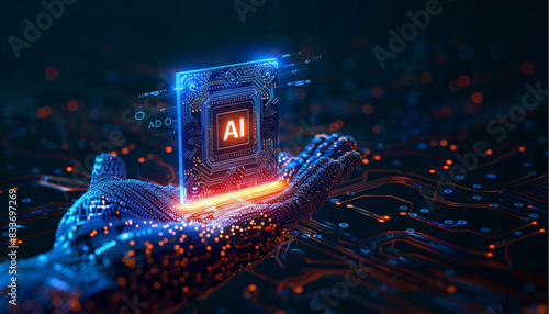 Artificial intelligence circuit line style. Machine learning design. Smart network digital technology. AI. Vector illustration