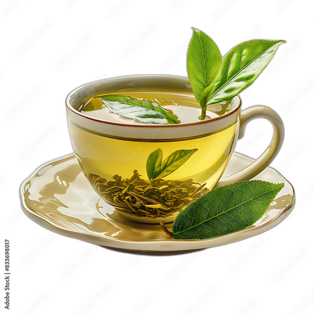 refreshing cup of green tea cut out on an isolated transparent background refreshing cup of green tea cut out on an isolated transparent background