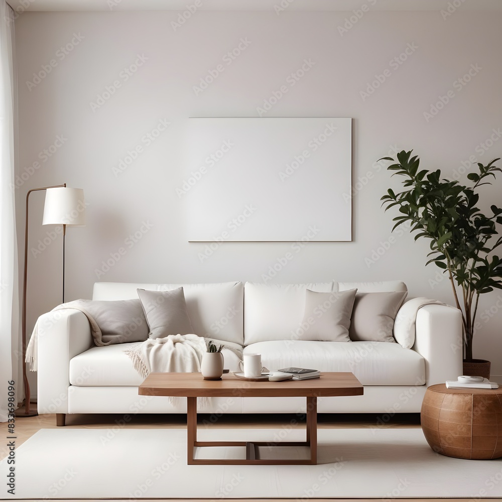 Frame mockup, ISO A paper size. Living room poster mockup. Modern interior design. Living room Interior mockup with house background. 3D render Frame mockup, ISO A paper size. Living room poster mockup. Modern interior design. Living room Interior mockup with house background. 3D render