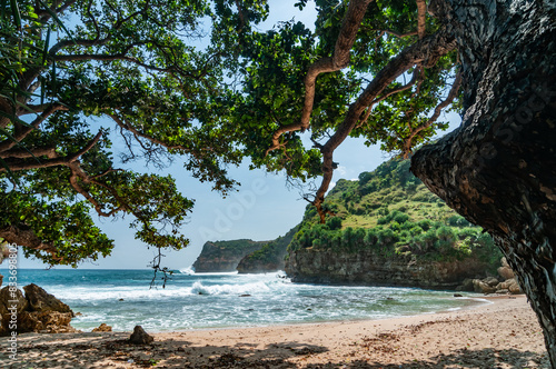 Obraz na płótnie Beautiful view of ngetun beach Beach, Gunungkidul, Yogyakarta, Indonesia w salonie