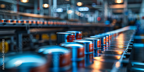 Wallpaper Mural High-tech assembly line with rows of metal cans in a modern factory setting, showcasing industrial efficiency and production
 Torontodigital.ca
