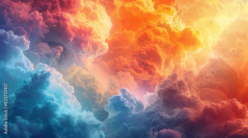 Abstract Cloud Formations  Artistic representations of cloud formations with dynamic shapes and bright colors