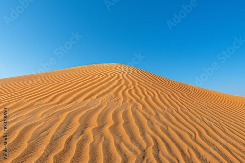 The gentle undulation of sand dunes in a vast desert