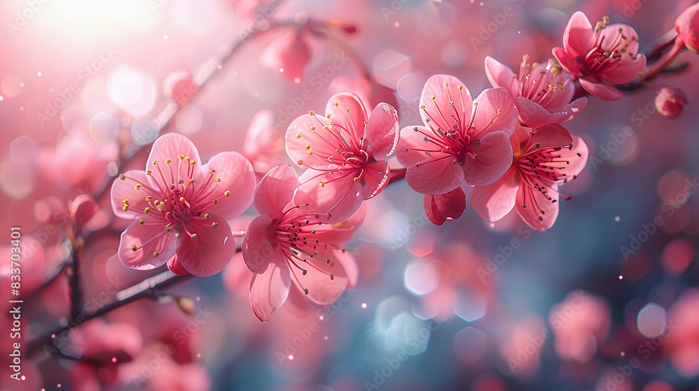 Nature background of Blossom Sakura. Cherry Plants on Beautiful bokeh Nature background of Blossom Sakura. Cherry Plants on Beautiful bokeh