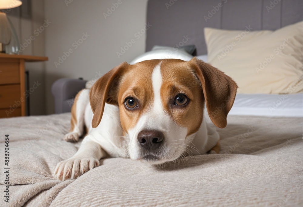 cute dog lying on bed cute dog lying on bed