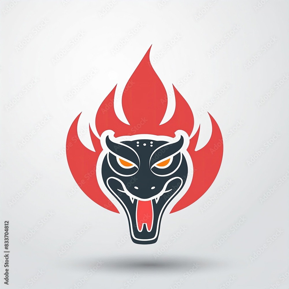 a university icon chinese that combines a fierce snake head and fiery flames a university icon chinese that combines a fierce snake head and fiery flames