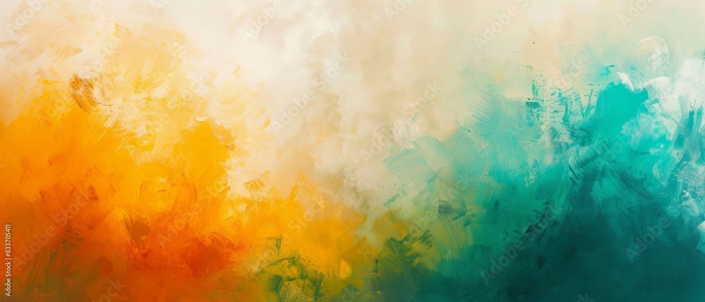 Obraz premium Vibrant Abstract Paint Blots Background - Orange and Blue Brushstroke Texture for Creative Designs, and Art Projects