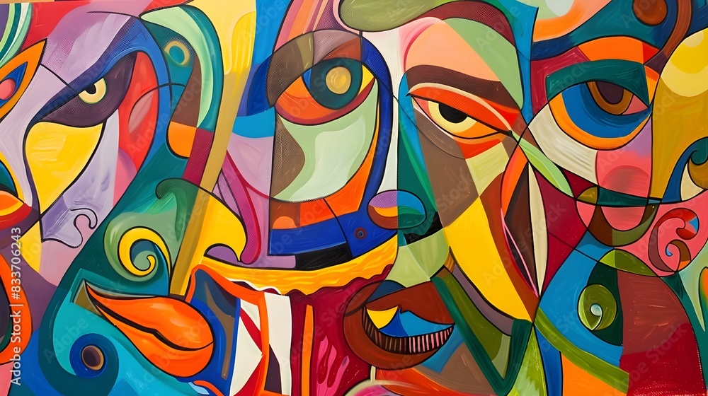 Vibrant Geometric Faces Digital Painting Abstract Composition Vibrant Geometric Faces Digital Painting Abstract Composition
