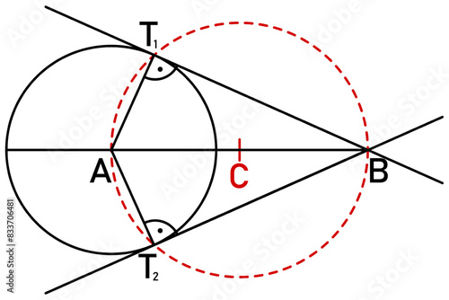 Constructing tangents to a circle using Thalet's circle photo
