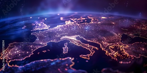 Global digital network connecting Europe for data exchange and international communication. Concept European Data Exchange, International Communication, Global Network, Data Sharing photo