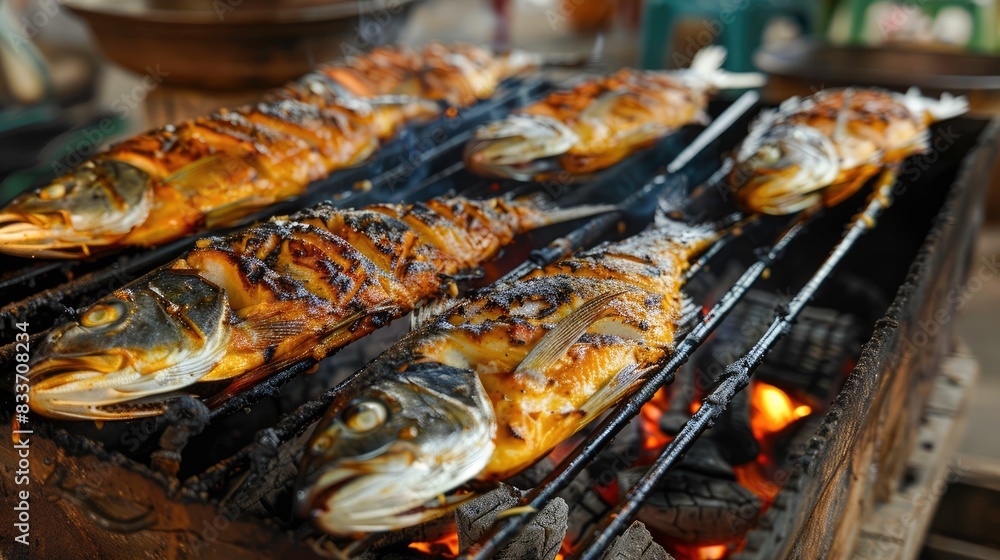 delicious grilled fish. delicious grilled fish.