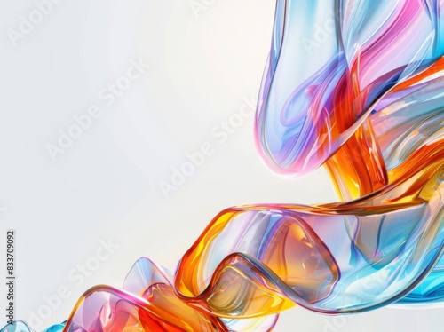 Elegant Abstract Glass Sculpture in Vibrant Colors, Modern Art Design Banner, abstract graphic, banner design, pattern design, web background template © Di