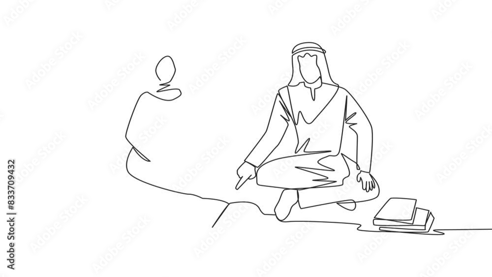 Animated self drawing of single line drawing Arabian man woman reading book happily. Good reading interest. Really enjoy reading story books. Reading. Book festival. Full length single line animation Animated self drawing of single line drawing Arabian man woman reading book happily. Good reading interest. Really enjoy reading story books. Reading. Book festival. Full length single line animation