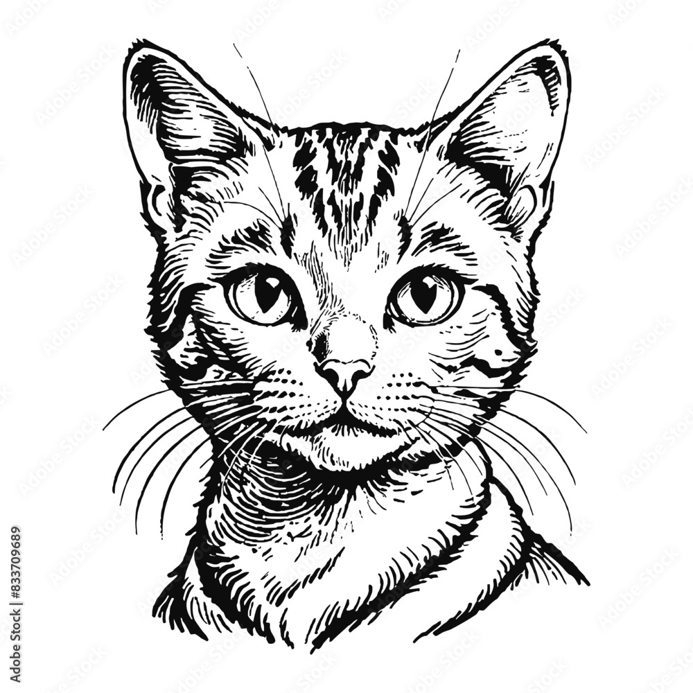 Egyptian Mau Cat Kitten Hand Drawn Engraved Ink Line Art Sketch Illustration Egyptian Mau Cat Kitten Hand Drawn Engraved Ink Line Art Sketch Illustration