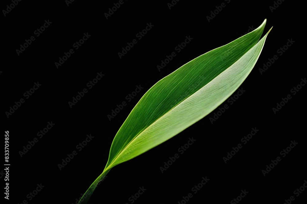 Obraz premium green leaf on black background