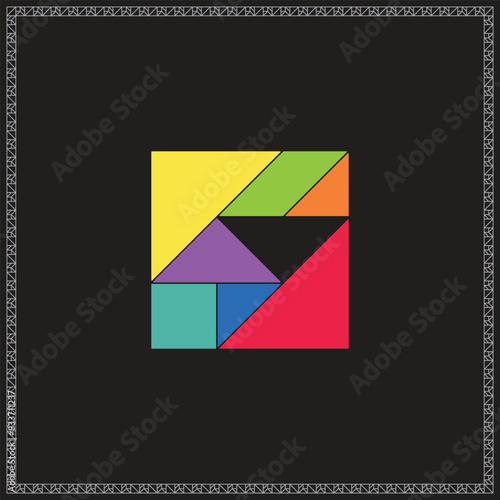 Free Download Tangram Puzzle Incomplete triangle Vector Colorful Geometric Illustration - GFXLoad