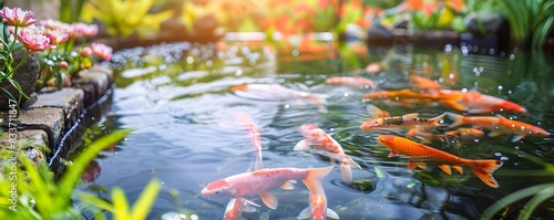 Vibrant Koi Pond Surrounded...