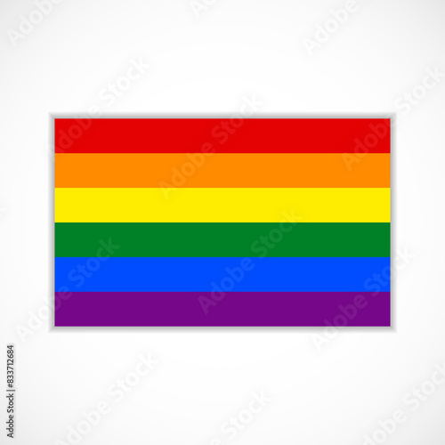 Flag with LGBT or rainbow pride colors isolated on white background. Vector illustration