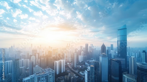 Modern Business District with High-Rise Buildings in the City Showcasing Beautiful Urban Scenes and Skyscraper Views