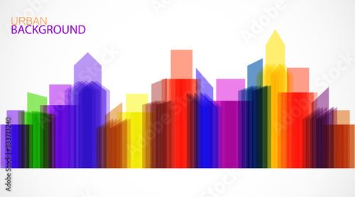 Vector silhouette of city buildings  colorful silhouette  outline cityscape design