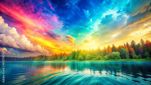 River, sky, light, colorful, beautiful background background