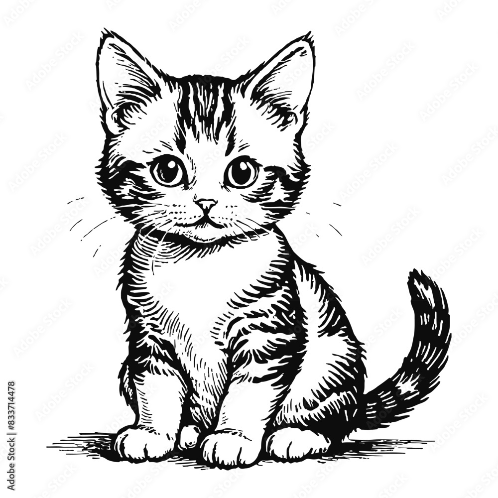 Munchkin Cat Kitten Hand Drawn Engraved Ink Line Art Sketch Illustration Munchkin Cat Kitten Hand Drawn Engraved Ink Line Art Sketch Illustration